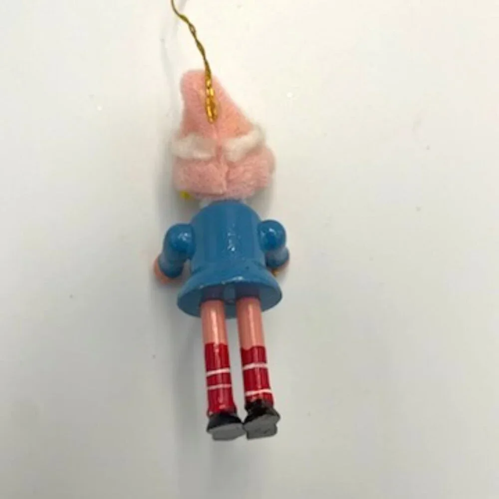 Vtg Wood Christmas‎ Ornaments Hand Painted Santa Train Girl Doll Rocking Horse